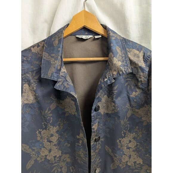 Caffe Marrahesh women's large Navy and floral light button up jacket casual F8 - Picture 4 of 13